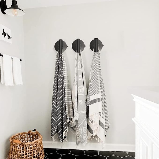 DGYB Large Suction Cup Hooks for Shower Set of 2 Black Towel Hooks for - Image 3