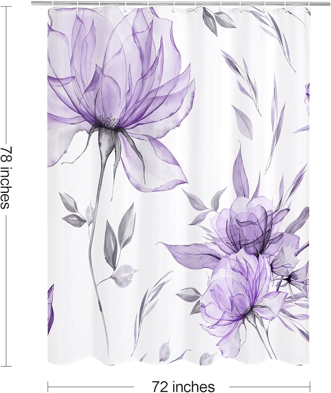 Long Boho Watercolor Floral Shower Curtain 72 x 78, Artistic 78 Inch Long - Image 6