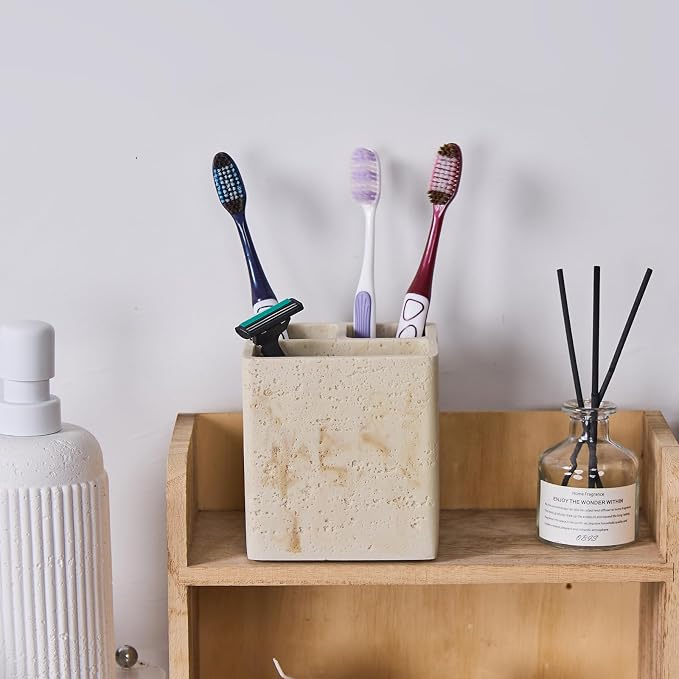 Natural Travertine Textures Toothbrush Holders - Image 8