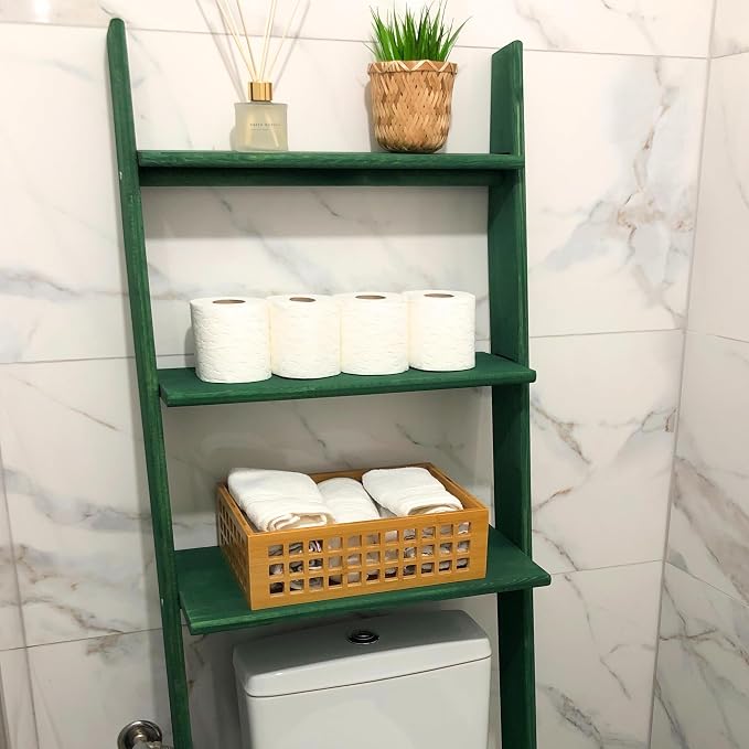 Over The Toilet Birch Wood Bathroom Organizer Shelves, 3-Tier Freestanding - Image 2