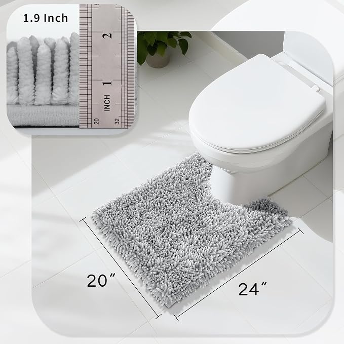 Yimobra Toilet Rugs U Shaped Washable, Extra Thick Soft Absorbent Chenille - Image 2
