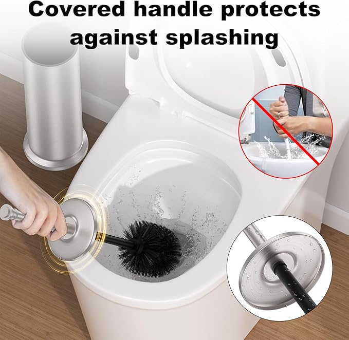 Stain Nickel Toilet Brush and Holder，Extra Long Handled Toilet Brush - Image 4