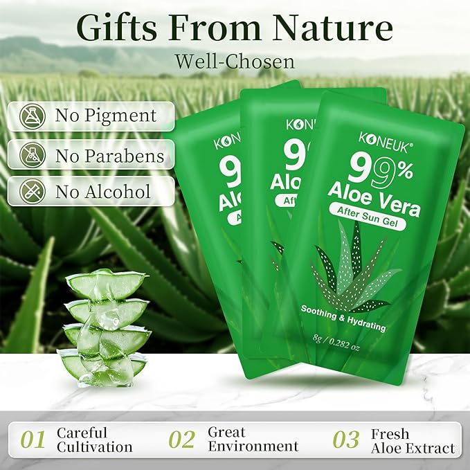 30 Pack Aloe Vera Gel for Face, Sunburn Relief, 99% Pure Aloe Vera Gel for - Image 2