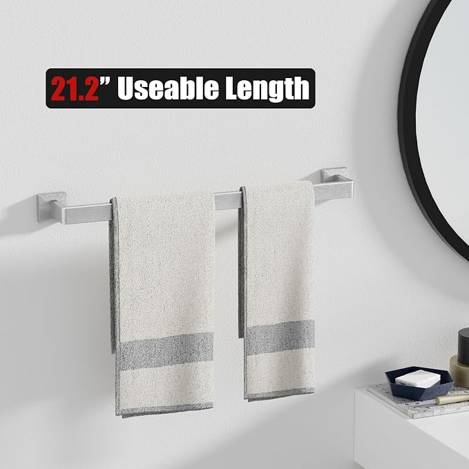 10-Pieces Brushed Nickel Bathroom Accessories Set, 23.6 Inch Bath Towel Bar Set - Image 3