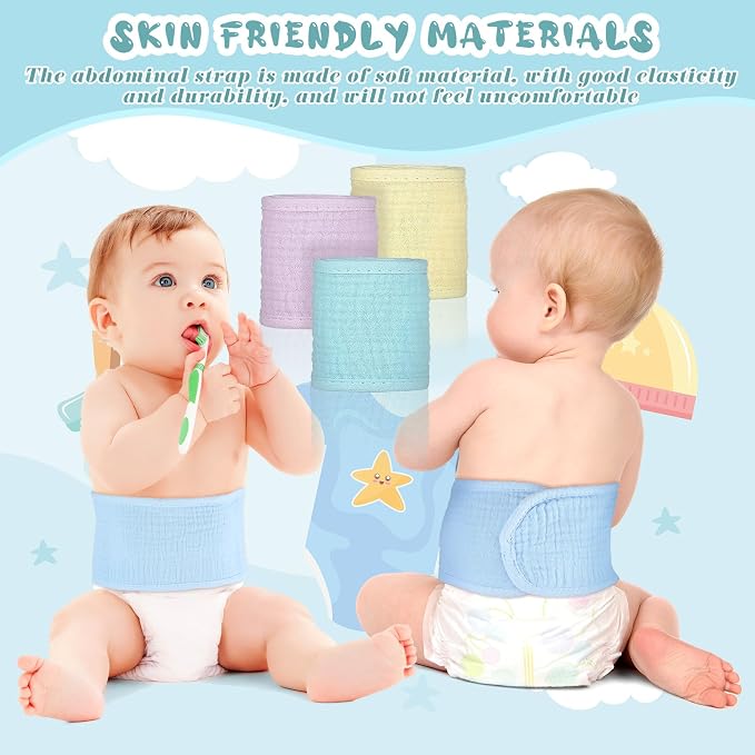 Vabean 8 Pcs Baby Infant Umbilical Cord Comfort Adjustable Cotton Belly Band - Image 3