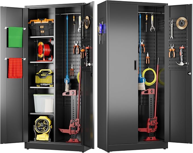 Aobabo Broom Closet Storage Cabinet, Lockable Garage Storage Cabinet by Aobabo