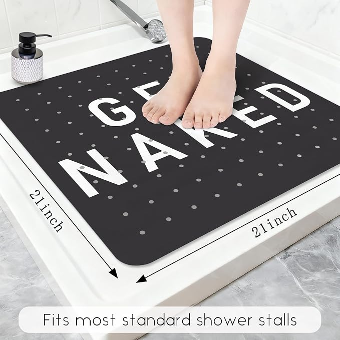 Bathtub Mat Non Slip, Get Naked Square Bath tub Mat Shower Floor Mat - Image 2