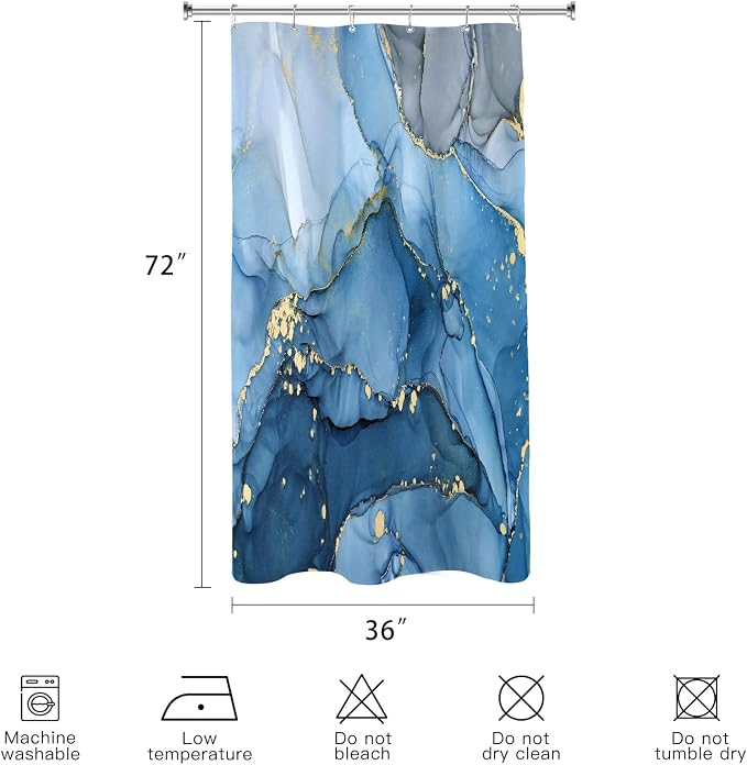 Small Stall Marble Shower Curtain 36 x 72 Inch, Half Narrow Abstract Modern - Image 6