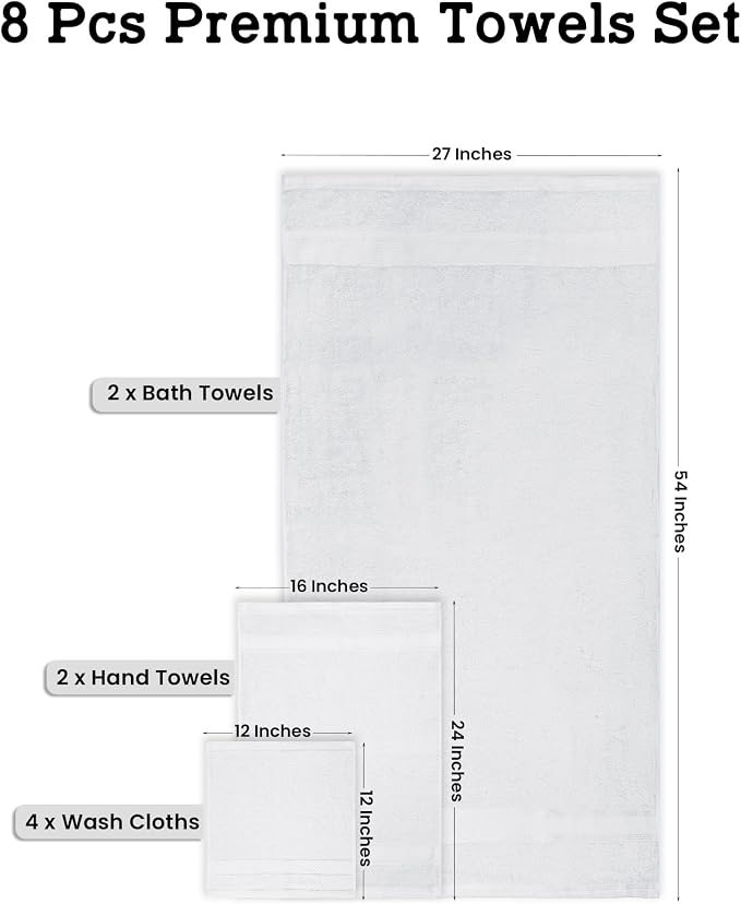 Casa Lino Bath Towel Set of 8 - Image 3