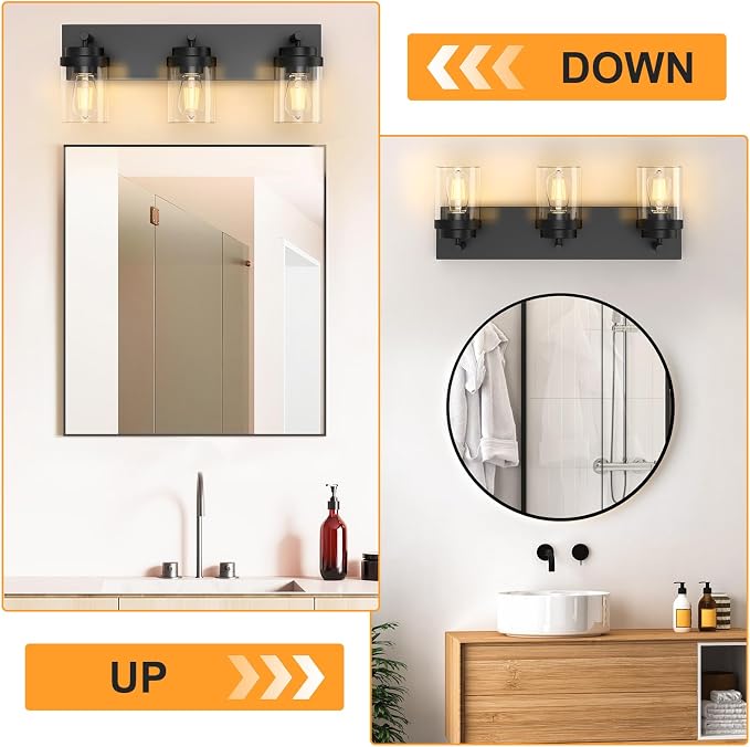 IZORRO Bathroom Vanity Light Fixture, 3-Light 22 Inch Matte Black Bathroom - Image 8