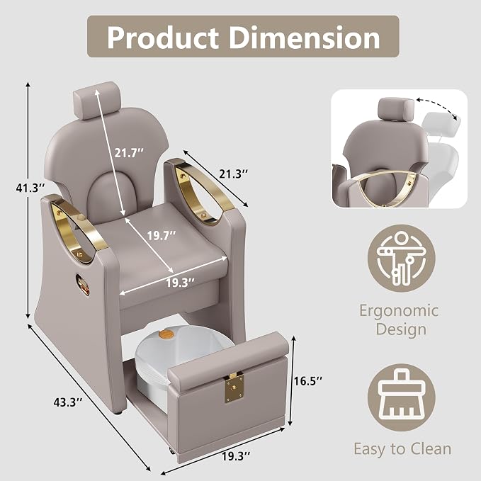 Pedicure Station for Nail Tech, Reclining Pedicure Chair - Image 2