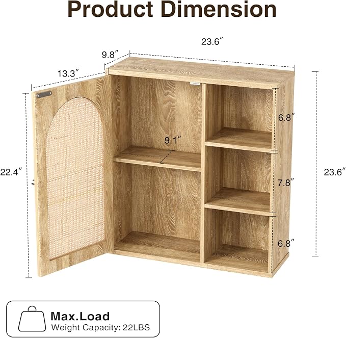 Rattan Bathroom Wall Cabinet - Image 2