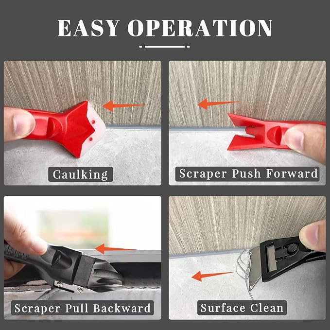 Caulking Tools-Silicone Sealant Finishing Tool Kit Caulk Grout Remover Scraper - Image 4