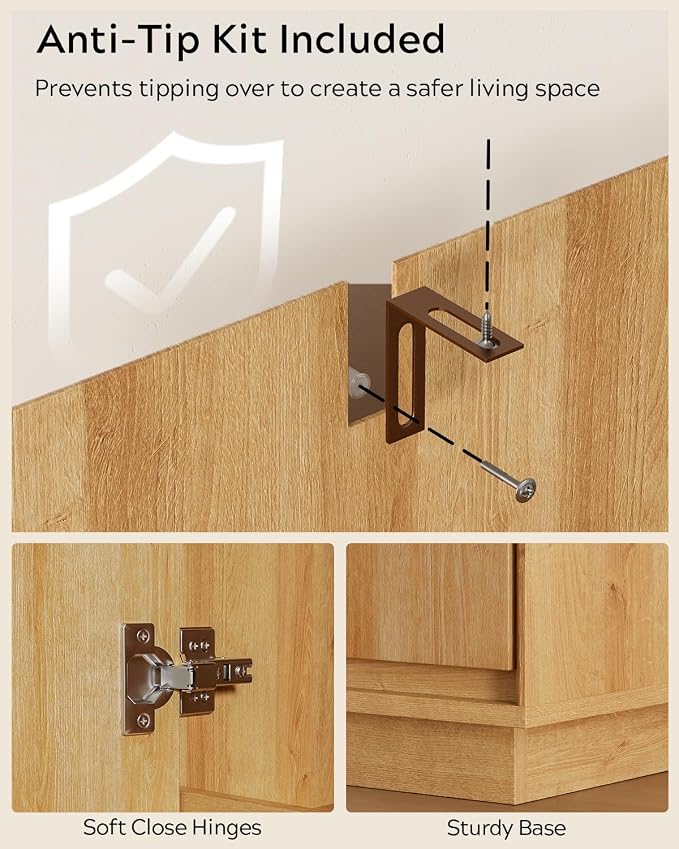 Tall Bathroom Storage Cabinet, Mid Century Modern Freestanding Cabinets - Image 5