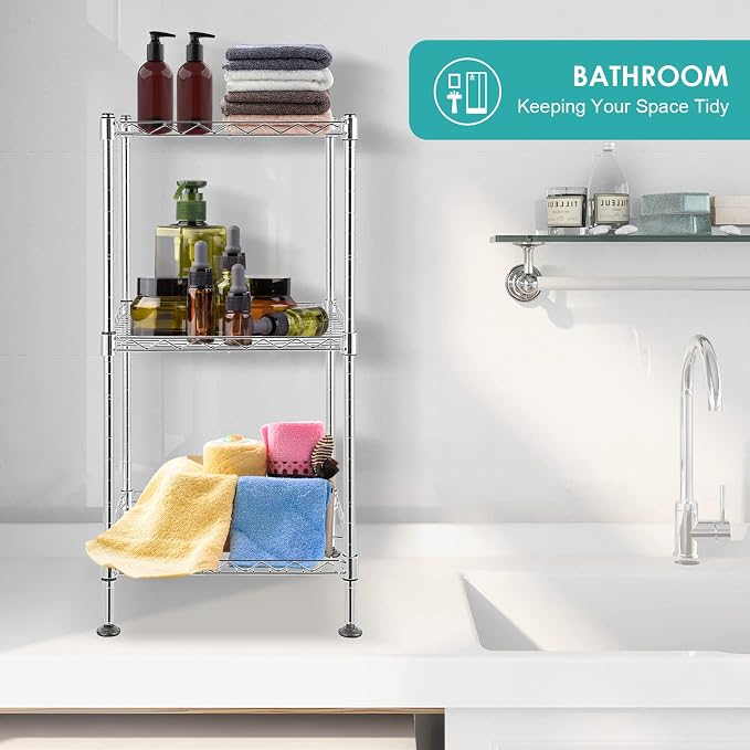 BNSPLY 3-Tier Adjustable Shelving Unit, Metal Wire Rack - Image 9