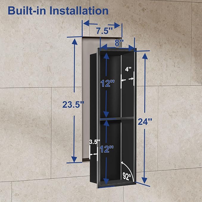 Shower Niche, Stainless Steel Elegant Bathroom Niche, No Tile Needed Recessed - Image 3