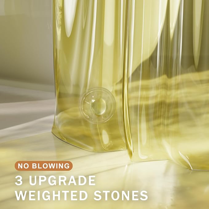 AmazerBath Yellow Shower Curtain Liner Heavy Duty, 100% EVA Clear Shower - Image 3