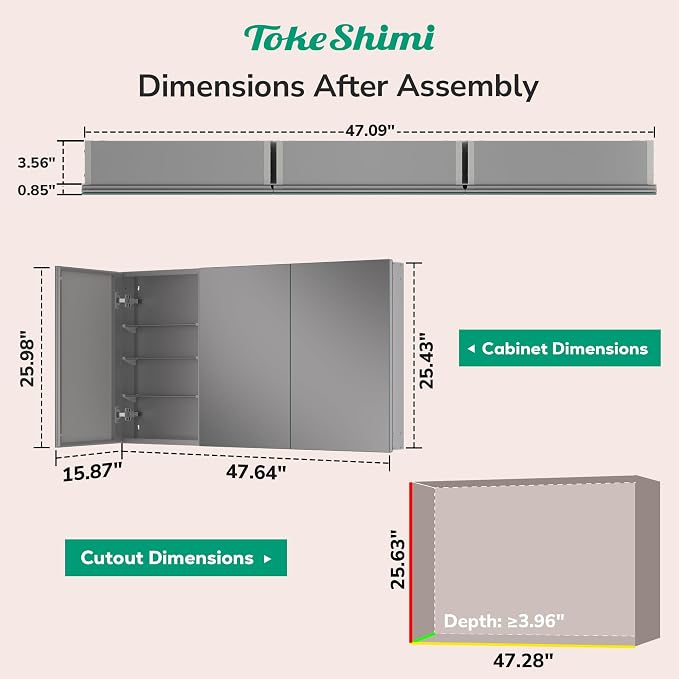 TokeShimi 48x26 Recessed Medicine Cabinet - Image 2