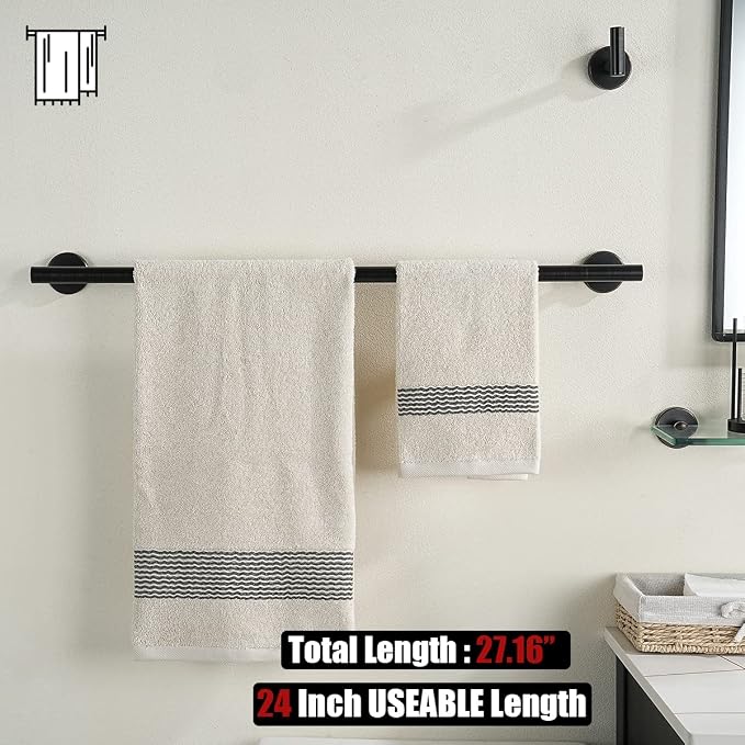 JQK Oil Rubbed Bronze Towel Bar, 24 Inch 304 Stainless Steel Thicken 0.8mm - Image 3