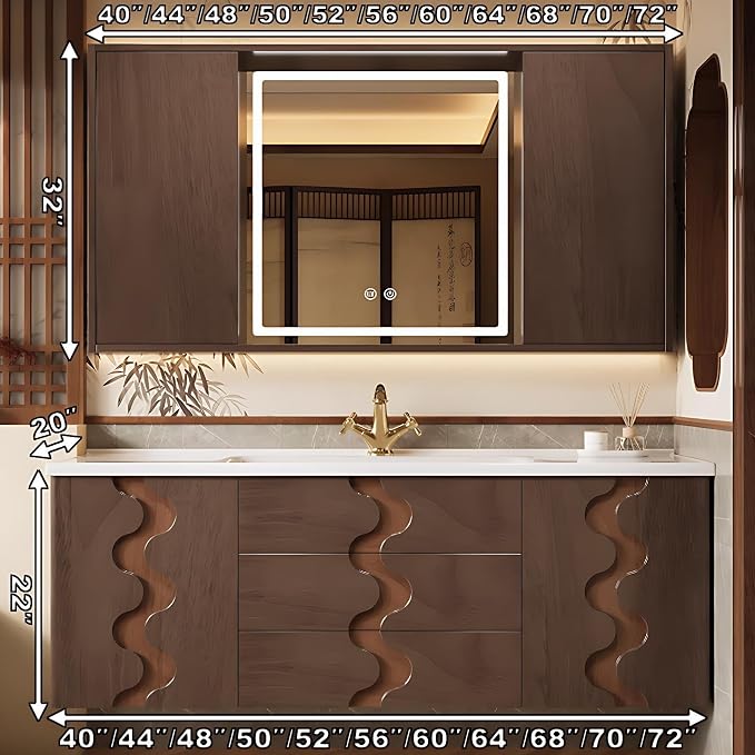 64 inch Bathroom Vanity with Sink – Modern Wall Mounted Bathroom Vanity Cabinet - Image 2