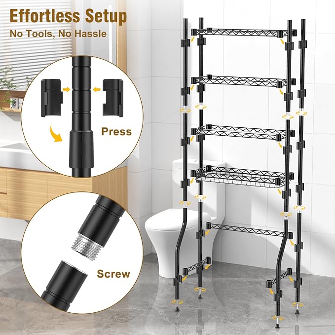 EAGMAK 4 Tier Over The Toilet Storage Rack, Bathroom Organizers and Storage - Image 6