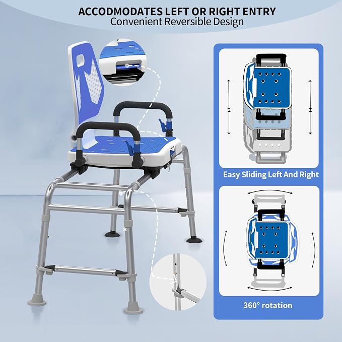 Sliding Shower Chair Swivel Tub Transfer Bench - Image 2
