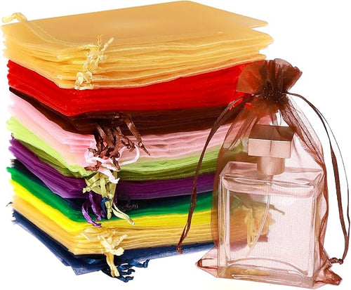 100PCS 4X4.72" Mixed Color Satin Drawstring Organza Pouch Gift Bags by Hopttreely