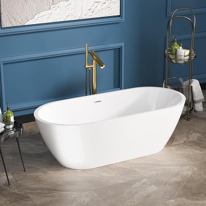Sarlai 67 Inch Acrylic Freestanding Soaking Bathtub Contemporary Soaking White - Image 2