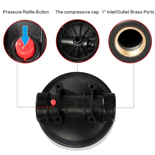 Geekpure 20 Inch Whole House Water Filter Housing-1" NPT Brass Port -Fit 4.5" x - Image 4