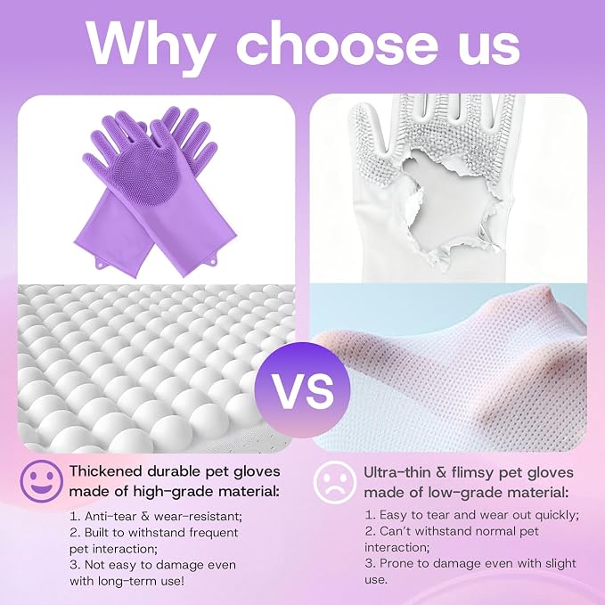 2-Pair Pet Hair Remover Glove for Dogs and Cats Washing, & Deshedding – - Image 6