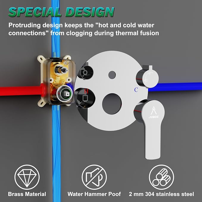 Shower Faucet Set 8IN Brass Rough-In Valve Body Trim Kit Rainfall Included - Image 5