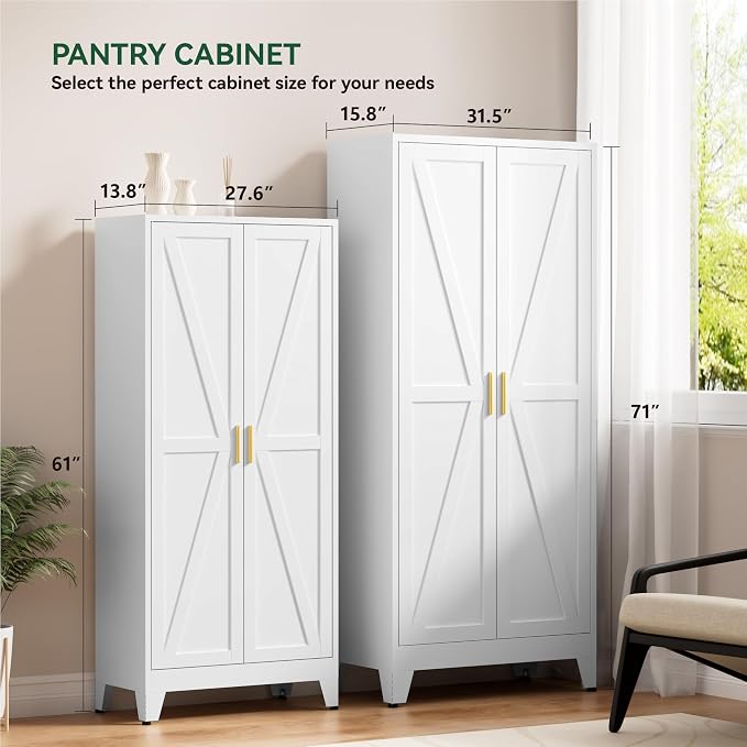 61" Tall Metal Kitchen Pantry Storage Cabinet - Image 5