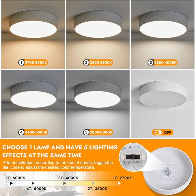 Dimmable LED White Flush Mount Ceiling Light Fixture, Modern Round Hallway - Image 5