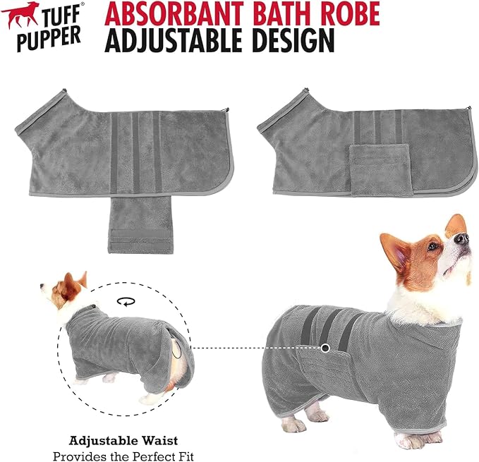Tuff Pupper Fast Drying Dog Bath Robe | 800 GSM Plush Dog Towel - Image 3