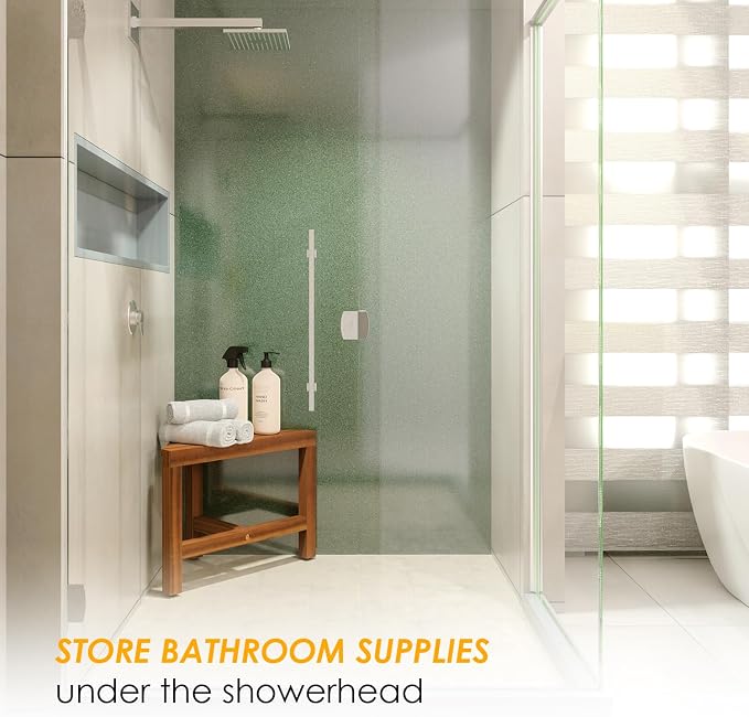 HOLANA 12" Acacia Shower Stool for Shaving Legs - Image 5