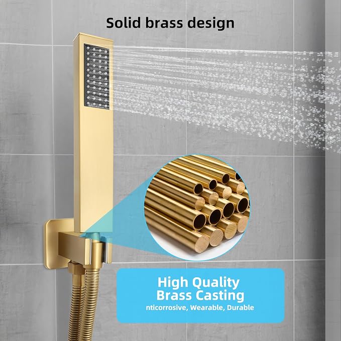 Bathroom Shower Faucet Set，12 Inch Rain Shower Head - Image 5