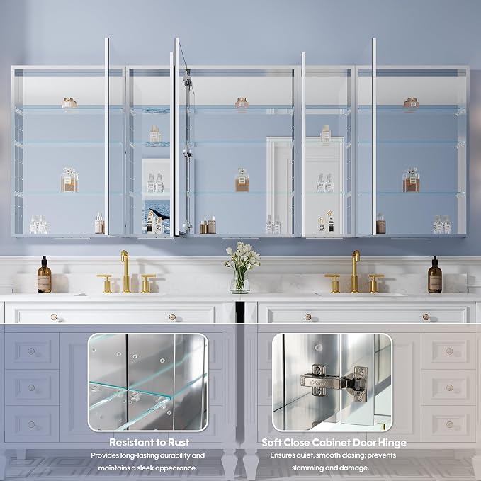 WELLFOR 96" x 36" Bathroom Medicine Cabinet - Image 4