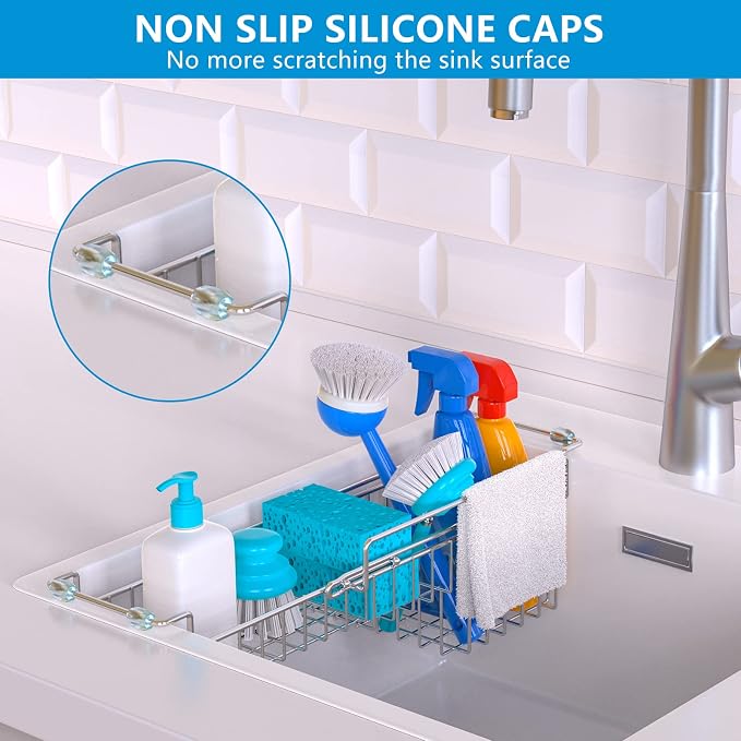 Over The Kitchen Sink Caddy Sponge Holder Organizer Drying Rack Expandable - Image 6