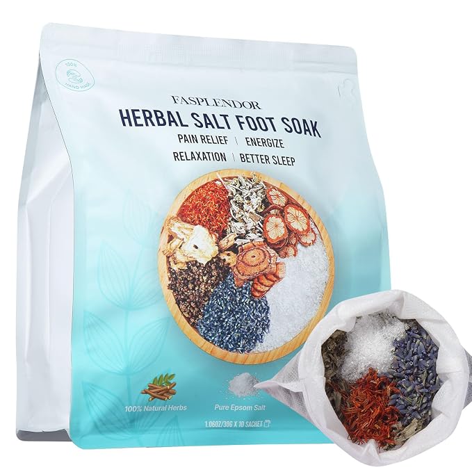 Foot Soaking Salts with Herbs, Epsom Salt, and Mugwort, Foot Bath Spa by Fasplendor