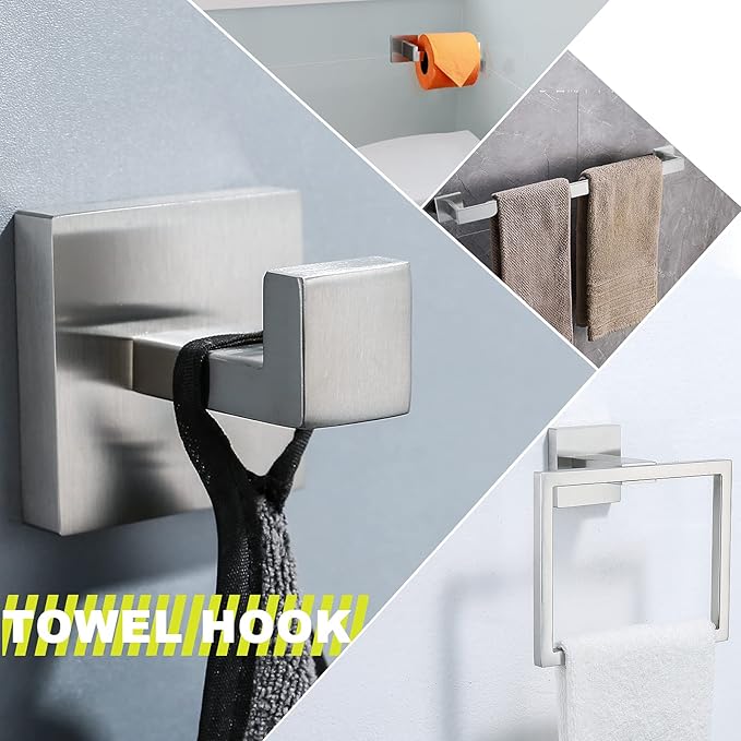 Brushed 4-Piece Bathroom Hardware Set Premium Stainless Steel Bath Towel Bar - Image 4