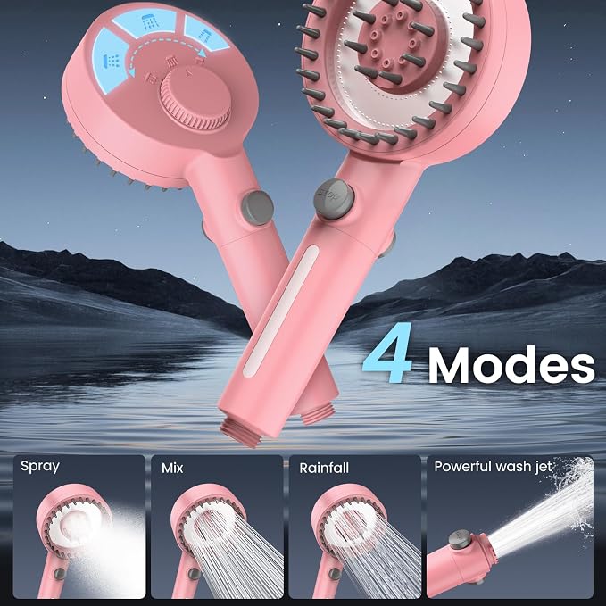 Filtered Shower Head with Handheld, High Pressure 4 Spray Mode Showerhead with - Image 5