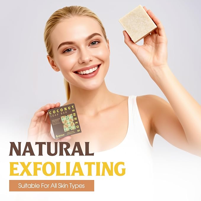 Coconut Shreds Soap Bar – 2-in-1 Cleansing & Exfoliating, Cold Process Handmade - Image 4