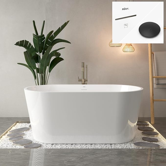 FerdY Shangri-La 55" Acrylic Freestanding Bathtub, Ergonomic Lightweight by FerdY