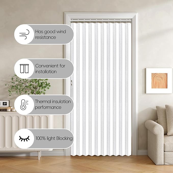 Accordian Door Curtain, 100% Blackout Folding Magnetic Doorway Curtains - Image 8
