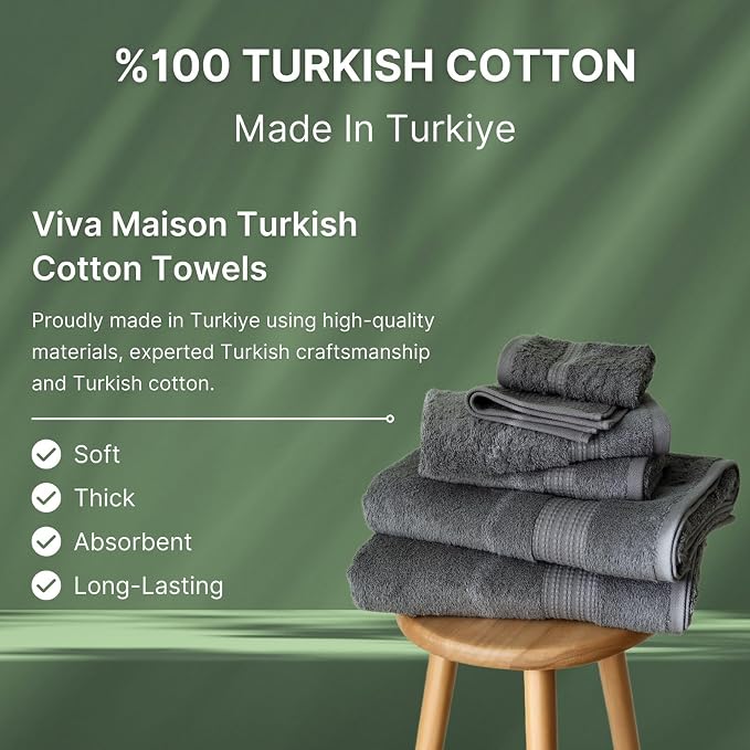 100% Turkish Cotton Towel Set of 6 - Image 8