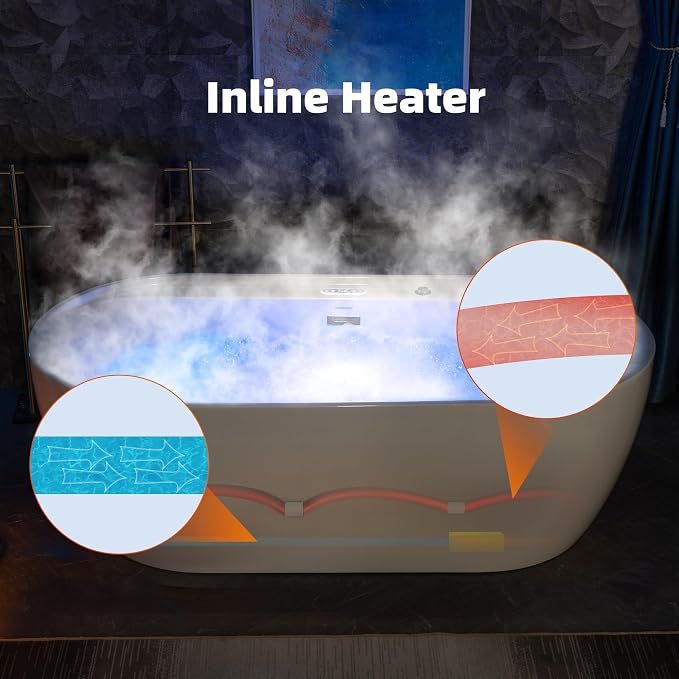 WOODBRIDGE 72" x 35-3/8" Whirlpool and Air Bath Heated Soaking Combination Tub - Image 9