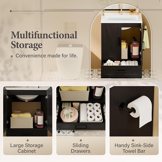 YESHOMY Bathroom Vanity with Sink, Farmhouse Cabinet Easy Assembly - Image 6