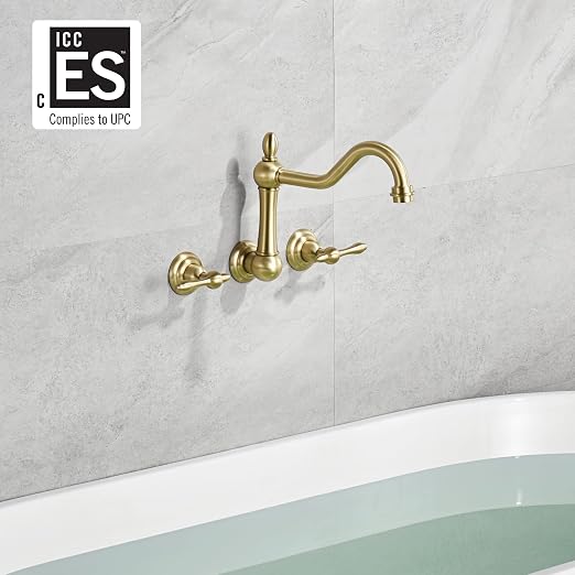 sumerain Vintage Wall Mount Tub Faucet, 8 Inches Center 3 Hole Bathtub Filler - Image 2
