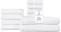 100% Combed Cotton Bathroom Towel Set of 10-2 Bath Towels, 4 Hand Towels by VillaCelestia