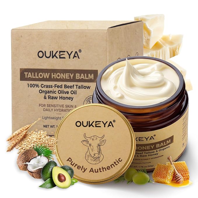 OUKEYA Beef Tallow for Face Nourishing Tallow & Honey Cream for Deep Hydration by OUKEYA